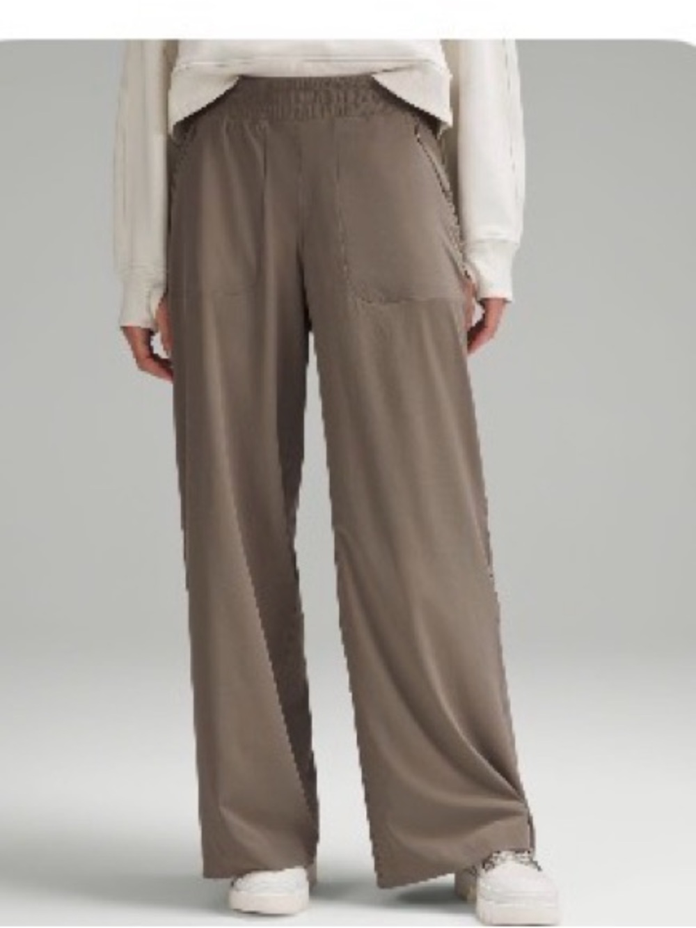 lululemon athletica Swift Taupe Wide-Leg Elastic-Waist Joggers